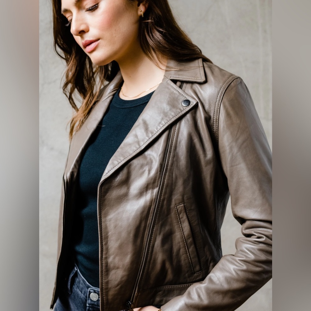 Able Maha Leather Jacket in slate